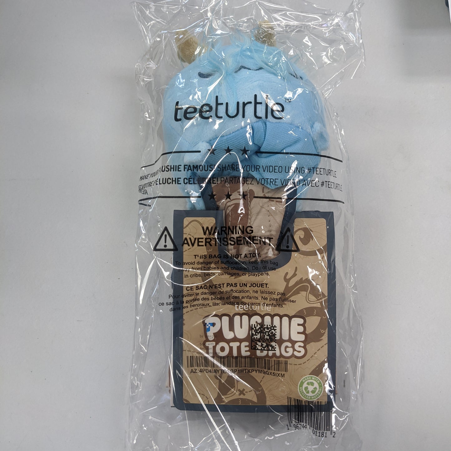 Plushie Tote Bag: Brown Dragon Map Tote Bag + Light Blue Dragon Plushie