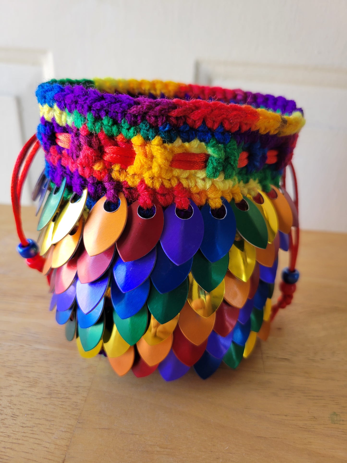 Rainbow metallic dragon scale dice bag