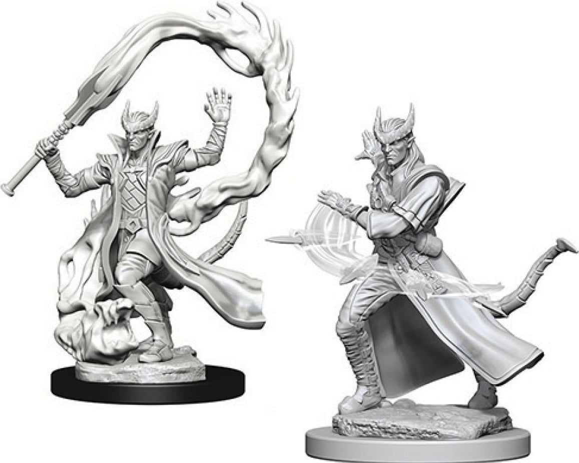 2 male tiefling sorcerer unpainted miniatures