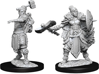 D&D Nolzur's Marvelous Miniatures Half-Orc Female Barbarian 2 figures
