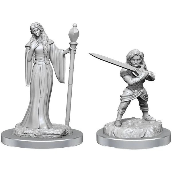 Critical Role Unpainted Miniatures: W03 Human Wizard & Halfling Holy Warrior Female