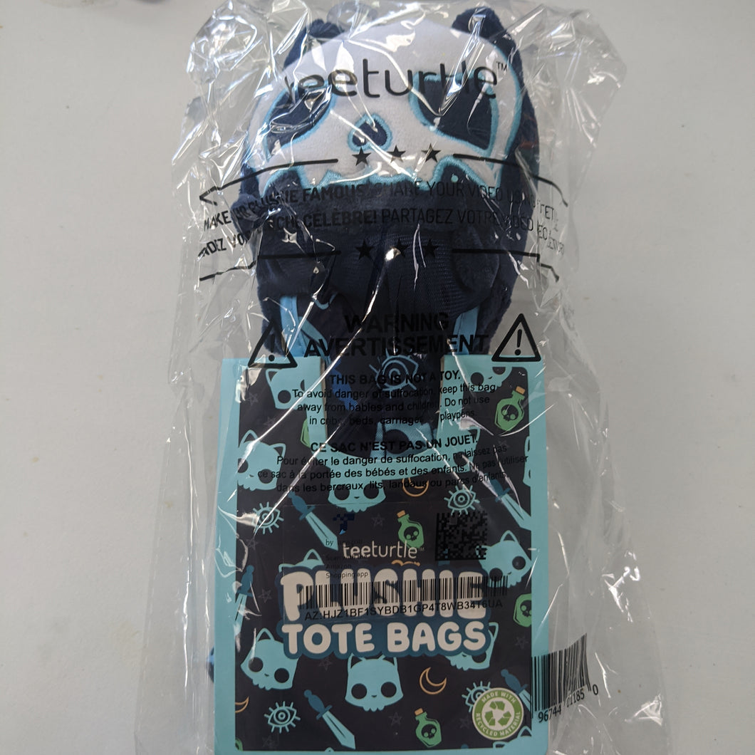 Plushie Tote Bag: Dark Blue Skulls Tote Bag+ Dark Blue Skull Cat Plushie