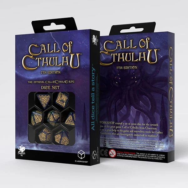 Call of the Cthulhu 7th Edition Blue Green & Gold Dice set