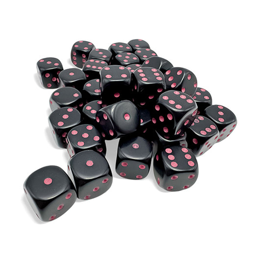 Opaque 12mm d6 Black/Pink Dice Set (36d6)