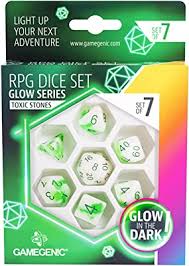 Glow Series- Toxic Stones- RPG Dice Set