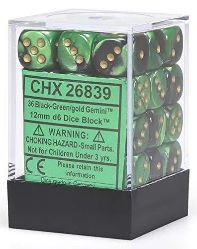 Gemini 4: 12mm D6 Black Green/Gold