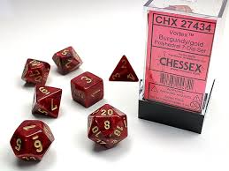 Vortex Burgundy/ Gold Dice Set (7)