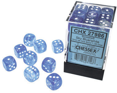 Borealis: 12mm D6 Sky Blue/White