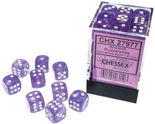 Borealis: 12mm D6 Purple/White