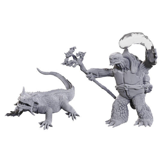 Dungeons & Dragons: Nolzur's Marvelous Unpainted Miniatures- Tortle Druid & Wild Shape Giant Lizard W24