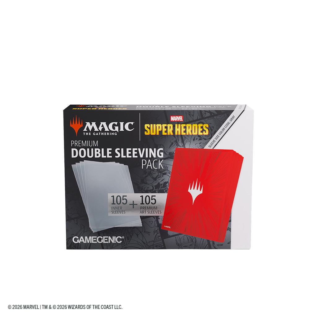 Magic The Gathering Marvel Super Heroes Premium Double Sleeving Pack 100- Comic Burst Red