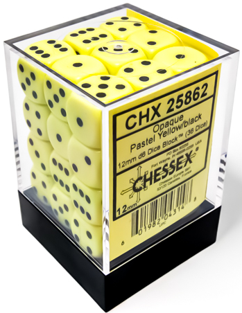 Opaque Pastel Yellow/Black Dice Set (36d6)