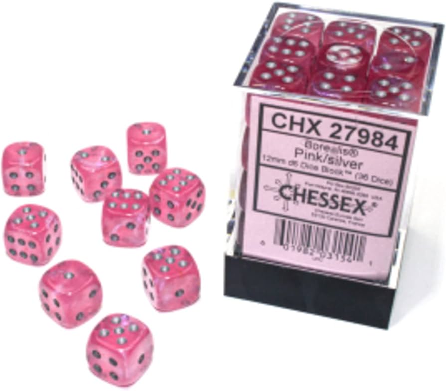 Borealis: 12mm D6 Pink/Silver