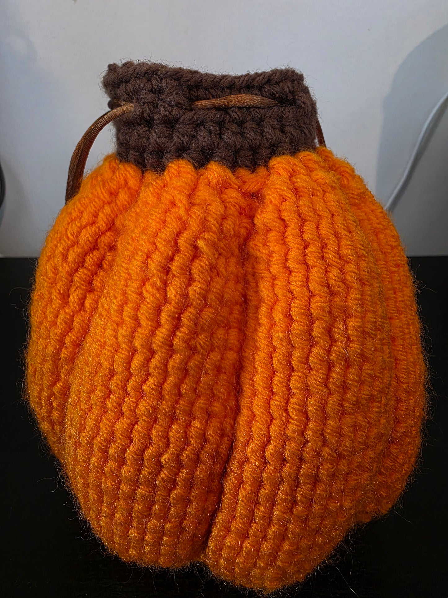 Crocheted Pumpkin Dice Bag