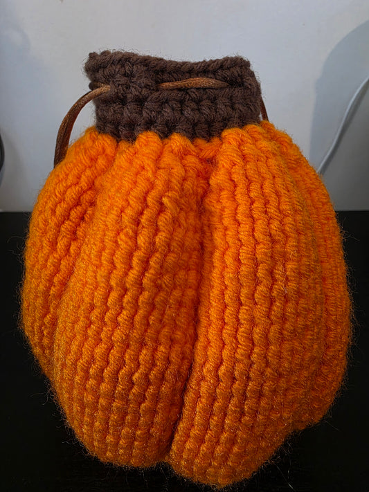 Crocheted Pumpkin Dice Bag