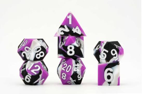 16mm Pride Sharp Edge Silicone Rubber Poly Dice Set Asexual