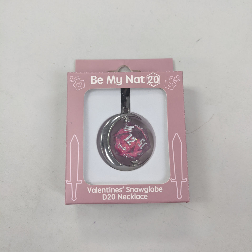 Valentines Snowglobe D20 Necklace