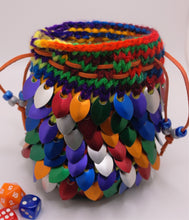 Load image into Gallery viewer, Dragon Scale Dice Bag - Knitted w/ Rainbow Metallic Scales
