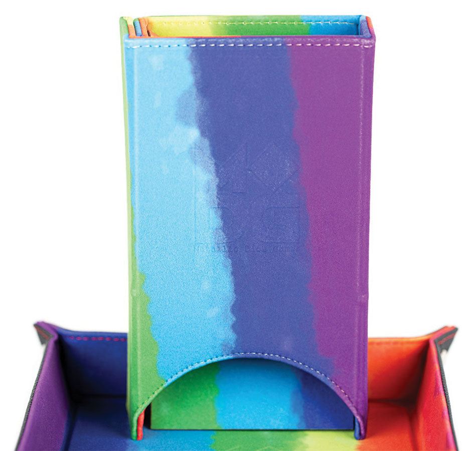 MDG Velvet Fold Up Dice Tower - Watercolor Rainbow