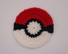 Load image into Gallery viewer, crocheted pokeball coaster
