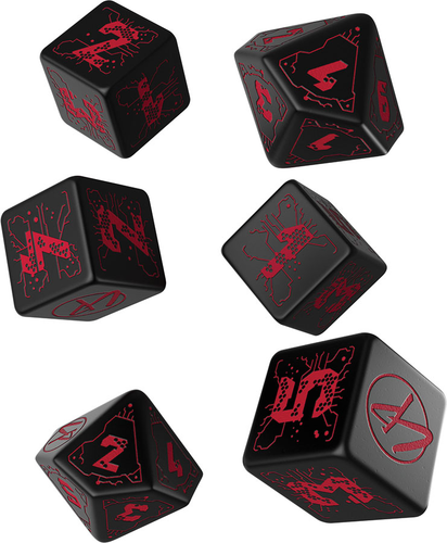 Cyberpunk rpg dice black with red numbers