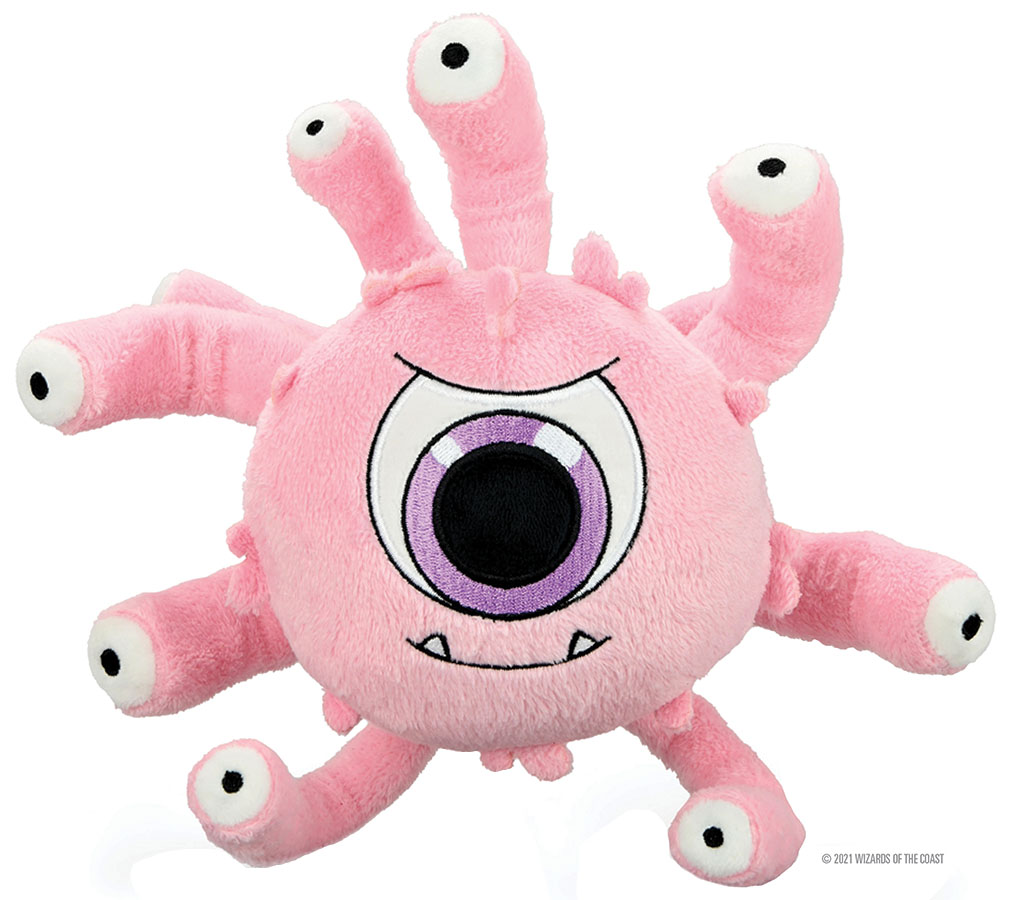 Pink D&D Beholder Plush with movable eye stalks