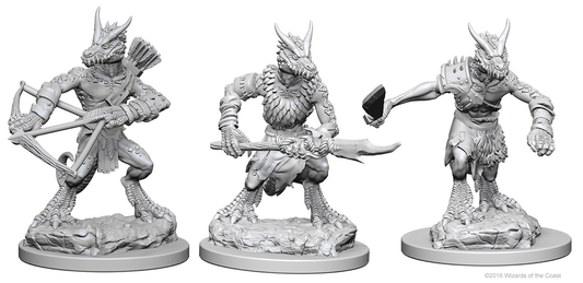 3 unpainted kobold miniatures