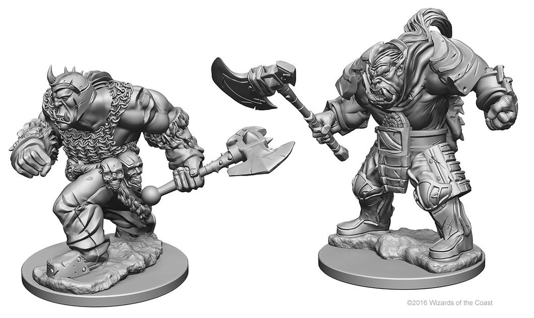 2 male orc fighter unpainted miniatures