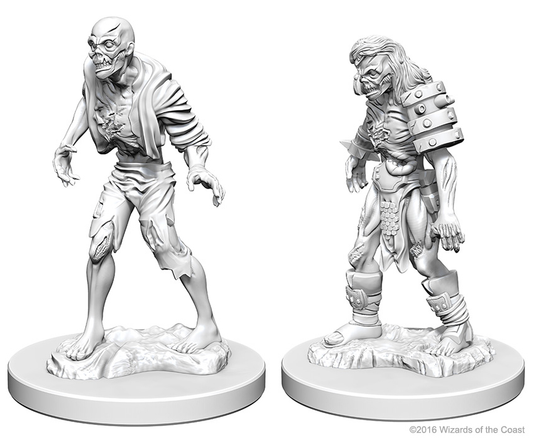 2 zombie unpainted miniatures