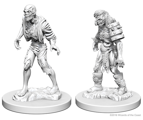 2 zombie unpainted miniatures