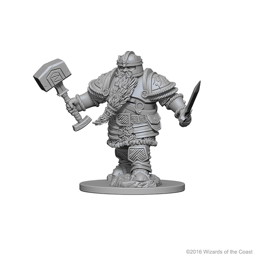 D&D unpainted miniature, dwarf male fighter