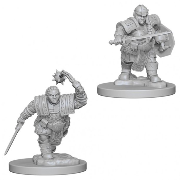 2 dwarf female fighter unpainted miniatures