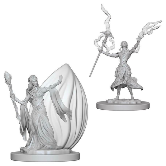 2 female elf wizard unpainted miniatures