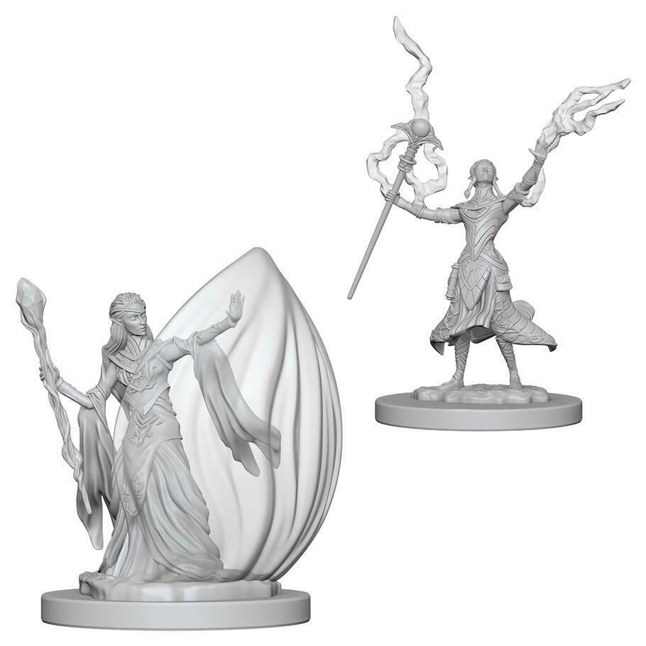 2 female elf wizard unpainted miniatures