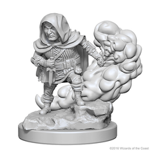 Load image into Gallery viewer, D&amp;D unpainted miniature, male halfling rogue
