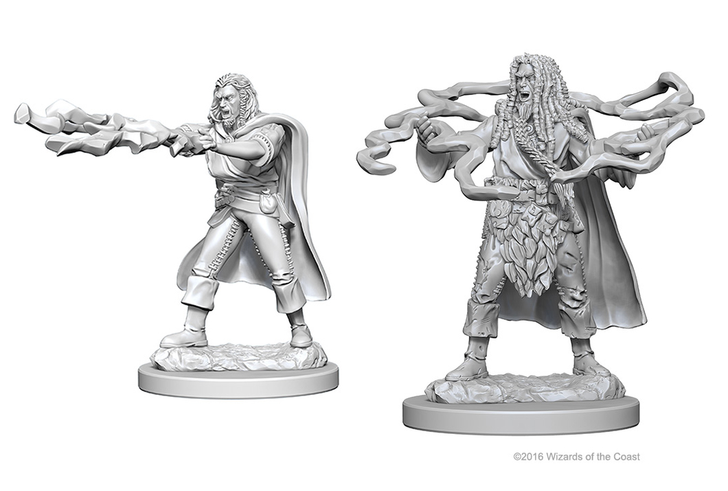 2 male human sorcerer unpainted miniatures