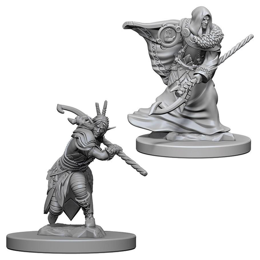 2 male elf druid unpainted miniatures