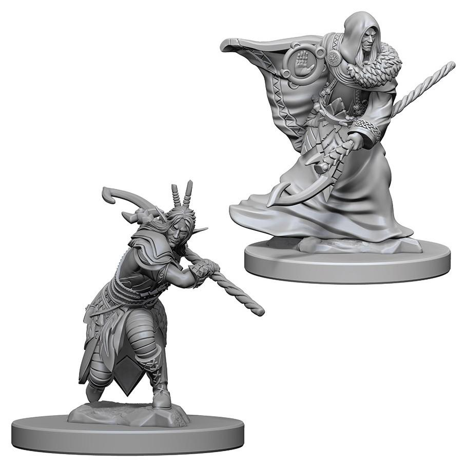2 male elf druid unpainted miniatures
