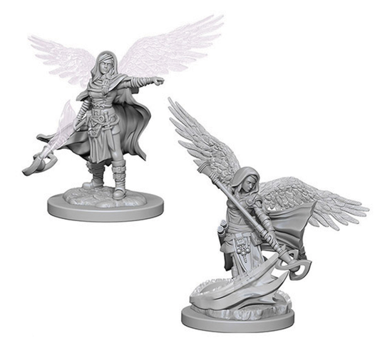 2 female Aasimar wizard unpainted miniatures