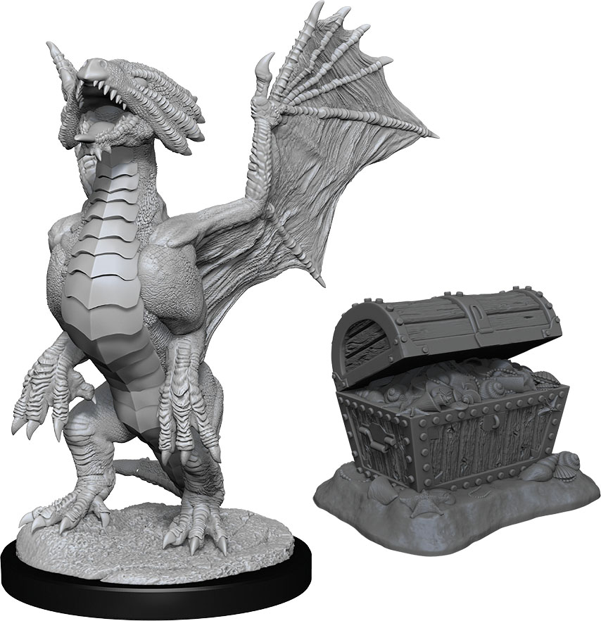 D&D Nolzur's Marvelous Unpainted Miniatures: Bronze Dragon Wyrmling & Treasure