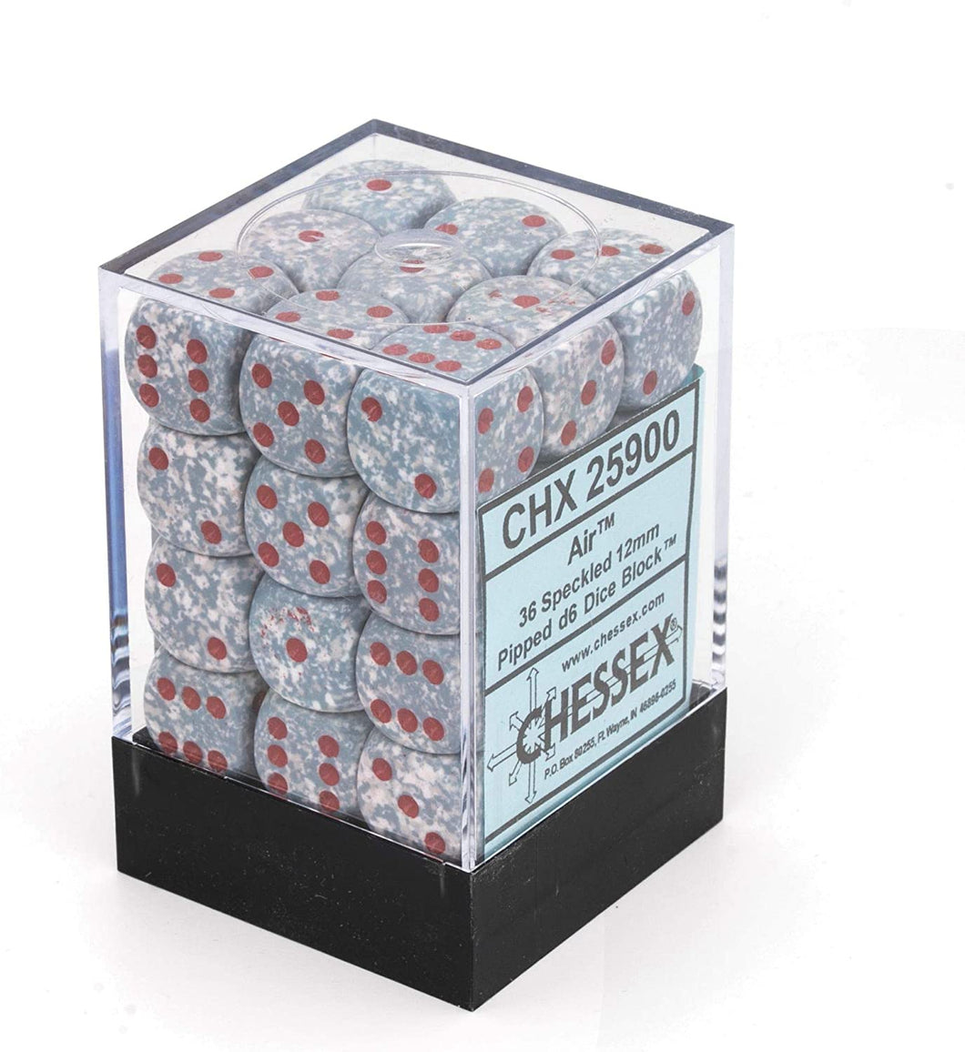 Gray and white d6 dice set with red numbers