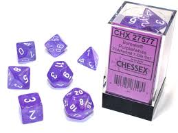 Borealis Polyhedral Purple/White Dice Set (7)