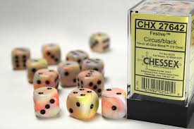 Festive Circus/Black d6 Dice Set (12d6)