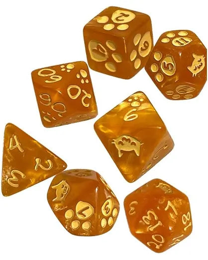 Polyhedral Dice Set: Kitten Orange