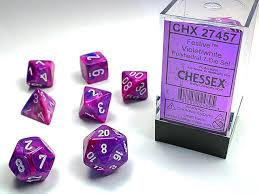 Festive Polyhedral Violet/White Dice Set (7)