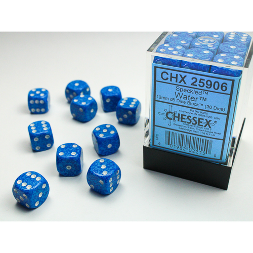 Blue, dark blue speckled d6 dice set with white numbers